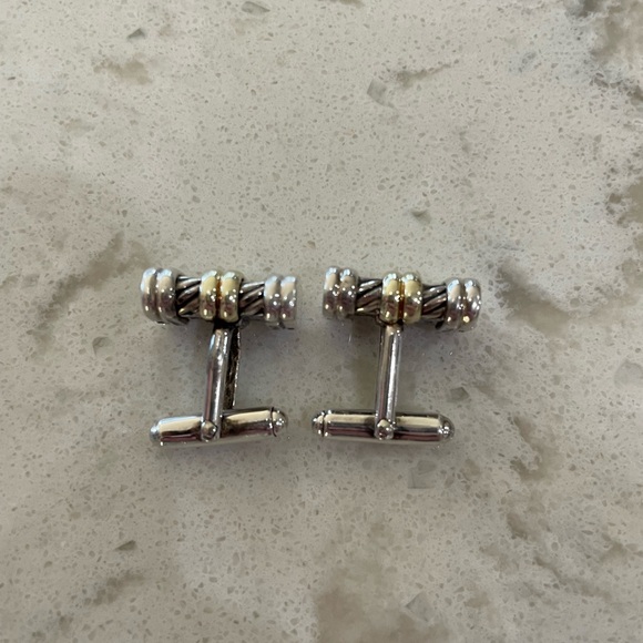David Yurman Gold and Silver Cable Cufflinks - Picture 3 of 6